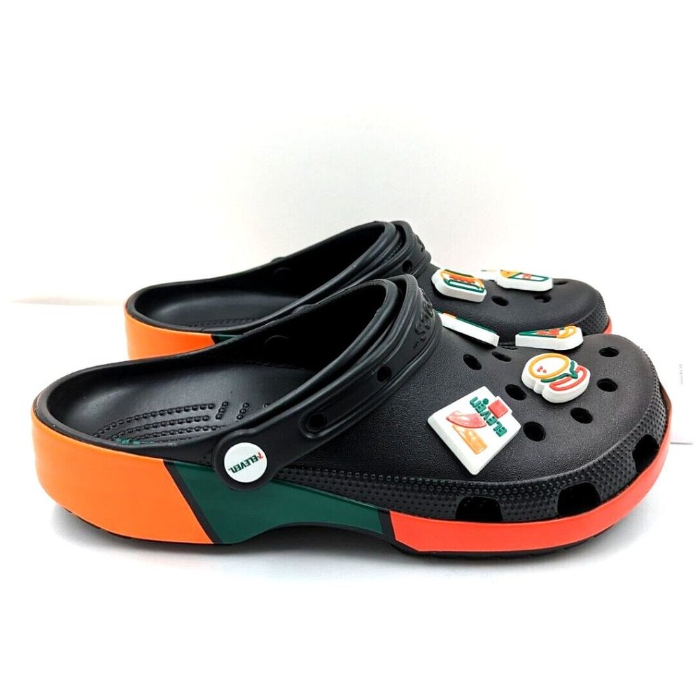 Crocs 7-Eleven X Classic Clog Black Unisex Slip On Sandals 208272-001 Men SZ-11